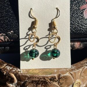 Elegant Green and Gold Earrings